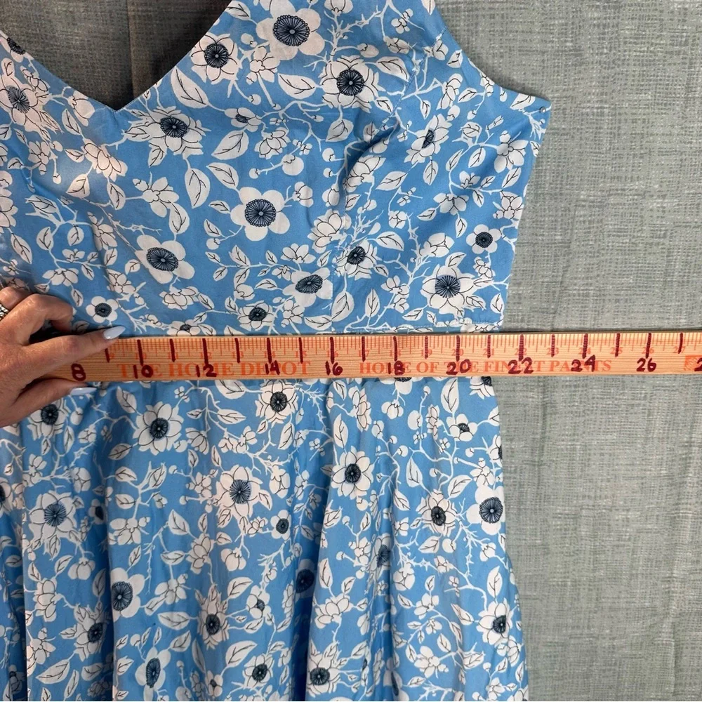Hell Bunny Blue Floral 50s Retro Swing Dress 4XL Pockets Rockabilly Pinup Swing - Picture 12 of 14